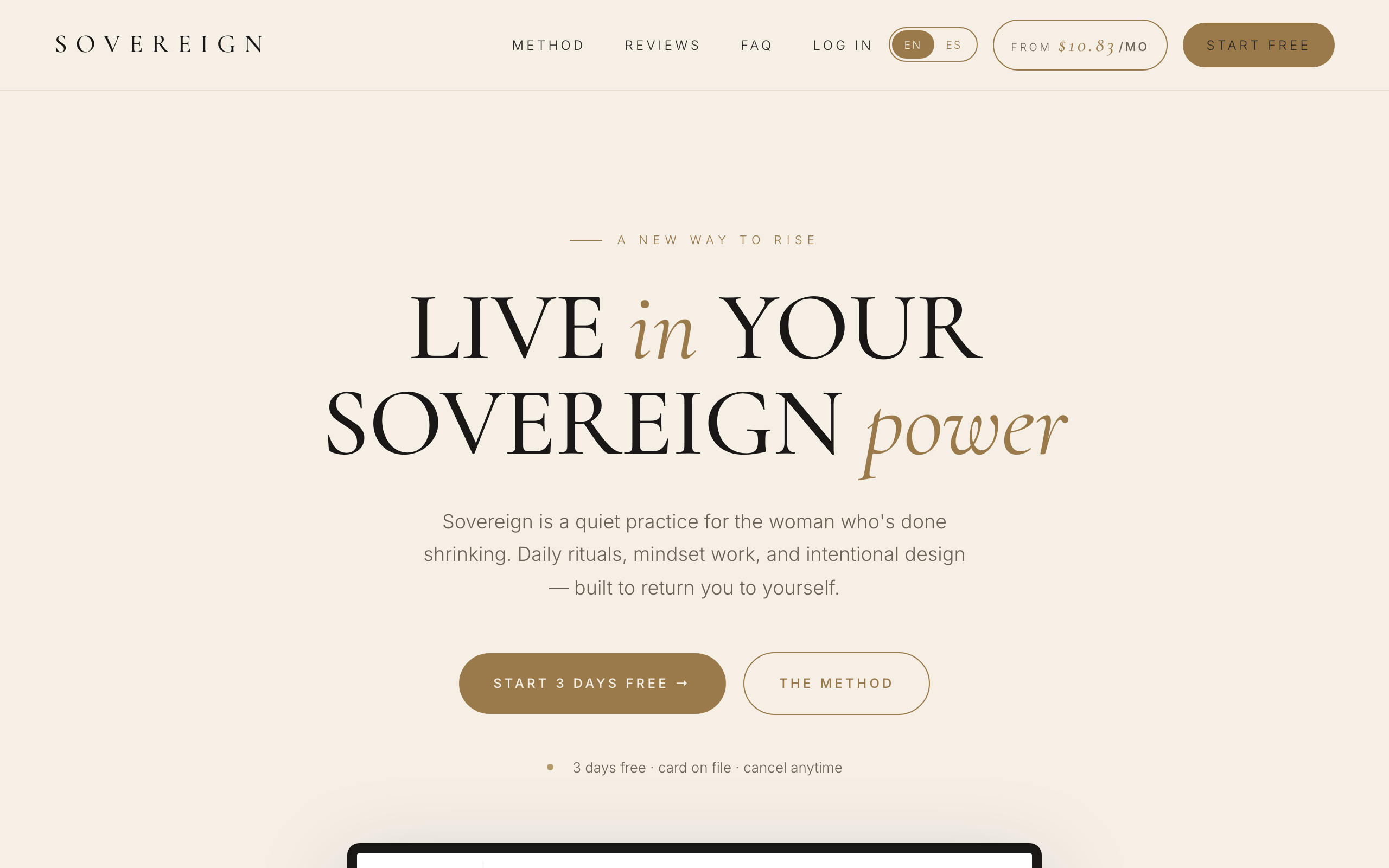The Sovereign app — Live in your Sovereign power